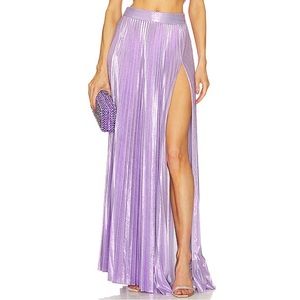 retrofete Cressida Slit Leg Pleated Maxi Skirt - Dusty Lilac - XS - NWOT